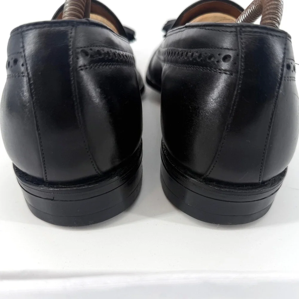 VTG 80s Johnston & Murphy Aristocraft Black Leather Wingtip Tassel Loafers 10.5R